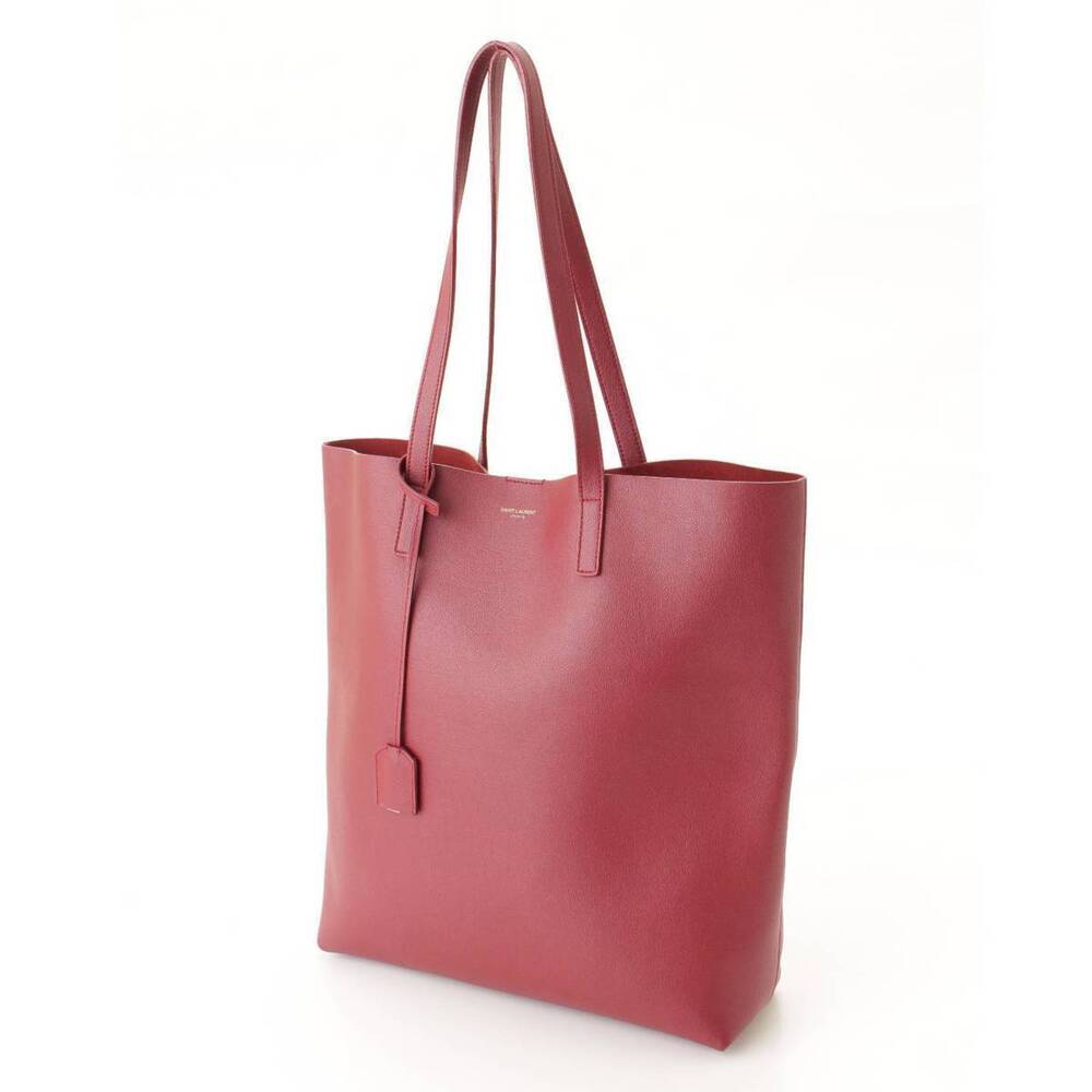 Saint Laurent North Bag South Leather Shopping Bordeaux Tote Red